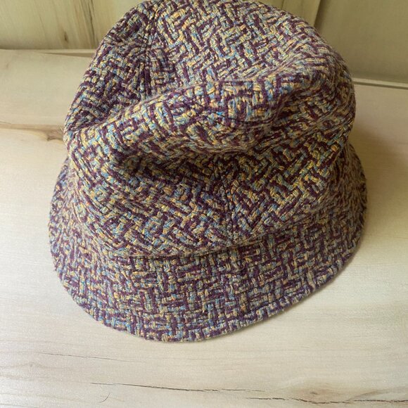 Betmar NY Purple Tweed Wool Blend Woven Bucket Hat Rhinestone Y2K classic Preppy - Picture 6 of 11